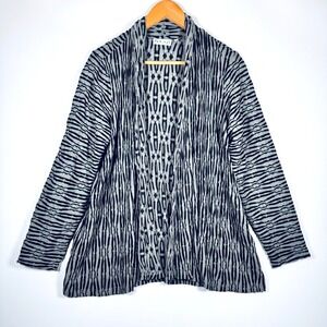 Habitat Cardigan Medium Black Brown Textured Open Front Artsy Jacket Lagenlook